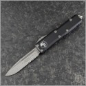 (#231-11) Microtech UTX-85 S/E Stonewash Part Serrated - Front