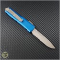 (#231-14BL) Microtech UTX-85 S/E Bronze Partially Serrated w/ Blue Handle - Back