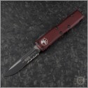 (#231-2MR) Microtech Merlot UTX-85 S/E Black Part Serrated - Front