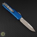 (#231-4BL) Microtech UTX-85 S/E Satin Plain w.Blue Handle - Back