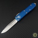 (#231-4BL) Microtech UTX-85 S/E Satin Plain w.Blue Handle - Front