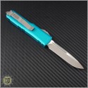 (#231-4TQ) Microtech UTX-85 S/E Satin Plain w/ Turquoise Handle - Back