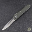 (#231-5OD-ELMAX) Microtech OD Green UTX-85 S/E Satin Part Serrated - Front
