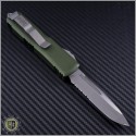 (#231-5OD) Microtech UTX-85 S/E Satin Part Serrated w/ OD Green Handle - Back