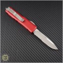 (#231-5RD) Microtech UTX-85 S/E Satin Part Serrated w/ Red Handle - Back