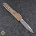 (#231-5TA) Microtech Tan UTX-85 S/E Satin Serrated - Back