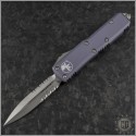 (#232-11GY) Microtech Gray UTX-85 Stonewash Partially Serrated - Front