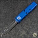 (#232-1BL) Microtech Blue UTX-85 D/E Black Plain - Front