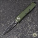 (#232-2OD) Microtech UTX-85 D/E Satin Part Serrated - Front