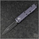 (#232-3GY) Microtech Gray UTX-85 D/E Black Full Serrated - Front