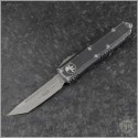 (#233-10DBK) Microtech Distressed Black UTX-85 T/E Apocalyptic Plain - Front