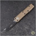 (#233-1TA) Microtech UTX-85 T/E Black Plain w/ Tan Handle - Front