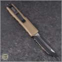 (#233-2TA) Microtech UTX-85 T/E Black Partially Serrated w/ Tan Handle - Back