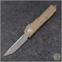 (#233-4TA) Microtech Tan UTX-85 T/E Satin Plain - Front