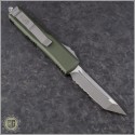 (#233-5OD) Microtech UTX-85 T/E Satin Partially Serrated w/ OD Green Handle - Back