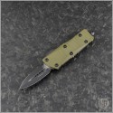 (#238-1GTODS) Microtech Mini Troodon D/E OD Green G-10 Composite Top Standard Signature Series - Front
