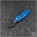 (#238-2BL) Microtech Blue Mini Troodon D/E Black Part Serrated - Front