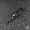 (#238-3T) Microtech Mini Troodon D/E Black Fully Serrated - Front