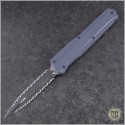 (#242M-D3GY) Microtech Grey Cypher MK7 D/E Black Tactical Full Serrated - Front