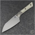 (#3300B-10IV) Microtech Knives Ivory Santoku 4.2" Kitchen Knife w/ Bolster - Front