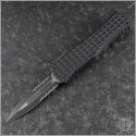 (#702-2TFRS) Microtech Hera D/E Black Part Serrated Frag Handle - Front
