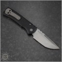 (#CK-PT229-BKS-TE) Chaves Knives Spiral Stipple Protech Collab 229 Auto Tanto Stonewash Black Handle - Back