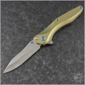 (#CLK-2D-001) Chapman Lake Knives CLK-2D GoldHandle Satin Blade - Front