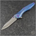 (#CLK-2D-003) Chapman Lake Knives CLK-2D Blue Handle Satin Blade - Front