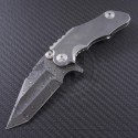 (#HG-0008) Mikkel Willumsen Custom CWC Damascus Tanto Flipper - Front