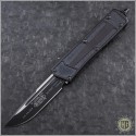 (#HG-0102) Microtech Navy Scarab S/E Black Plain Tactical w/ Blue Tridium - Front