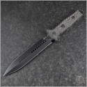 (#HTK-003-8A-CF) Heretic Knives Nephilim Battleworn Black Blade CF Scales - Front