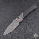 (#HTK-H000-VF-M) Heretic Knives Wraith Auto Multi-color Damtanium Vegas Forge Damascus - Front