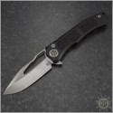 (#HTK-H001-2A) Heretic Knives Button Lock Manual Wraith v4 Stonewash Plain - Front