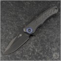 (#HTK-H001-6A-BLUTI) Heretic Knives Manual Wraith CF Bolster DLC Blade and Flamed Ti pivot collar - Front