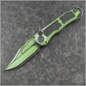 (#HTK-H002-CS-TX) Heretic Knives Cel Shade Toxic Green Wraith V4 Bowie Plain - Front