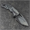 (#HTK-H009-CS-GRY) Heretic Knives Cell Shaded Gray Medusa Flipper T/E DLC - Back