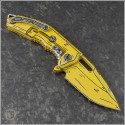 (#HTK-H009-CS-YW) Heretic Knives Cell Shaded Yellow Medusa Flipper T/E DLC - Back