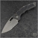 (#HTK-H011-5B-CF) Heretic Knives Carbon Fiber Medusa Battleworn Tanto Serrated - Front