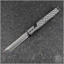 (#HTK-H019-2C) Heretic Knives Cleric II Stonewash Full Serrated T/E - Front