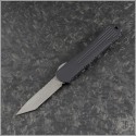 (#HTK-H023-5A) Heretic Knives Manticore S T/E Battleworn Blade with Black Handle and Battleworn Hardware - Front