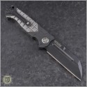 (#HTK-H034-4A-Satin) Heretic Knives Prototype Auto Butcher Black Plain - CF Handle w/ Satin Ti - Back
