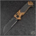 (#HTK-H034-6B-Cu) Heretic Knives Copper Auto Butcher Black Part Serrated - Front