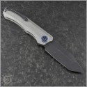 (#HTK-H100-8A-BLIZZARD) Heretic Knives Wraith Auto Blizzardworn with Battleworn Black Tanto blade - Back