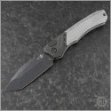 (#HTK-H100-8A-BLIZZARD) Heretic Knives Wraith Auto Blizzardworn with Battleworn Black Tanto blade - Front