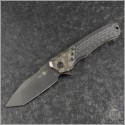 (#HTK-H101-6A-CFFTi) Heretic Knives Manual Wraith Carbon Fiber Handle with Flamed Ti Bolster - Front