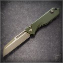 (#HTK-H113-7A-GRN) Heretic Knives OD Green Jinn Auto Bronzed Wharncliffe - Front