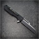 (#HTK-H213-10A-T) Heretic Knives Jinn Button Lock Flipper Black Tactical Wharncliffe - Back