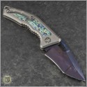 (#HTK-MED-AB1) Heretic Knives Custom Medusa Abalone Inlay Blued Damascus Recurve - Back