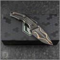 (#HTK-MED-BFTE) Heretic Knives Custom DLC Titanium Medusa with Bakers Forge Damascus - Back