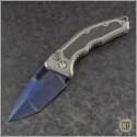 (#HTK-MED-CF1) Heretic Knives Custom Medusa Carbon Fiber Inlay Blued Damascus Recurve - Front